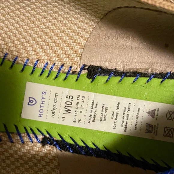 Rothy's Black and Cream Flats with Blue Accents - Picture 4 of 5